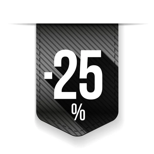 Försäljning tjugofem procents rabatt banner grå ribon — Stock vektor