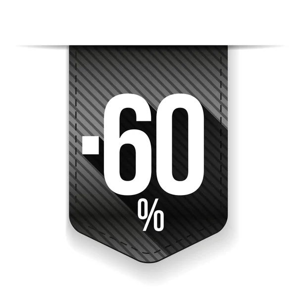 Продаємо шістдесят відсотків від банерної сірої стрічки — стоковий вектор