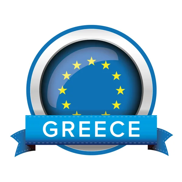 欧盟与希腊丝带的标志按钮 — 图库矢量图片