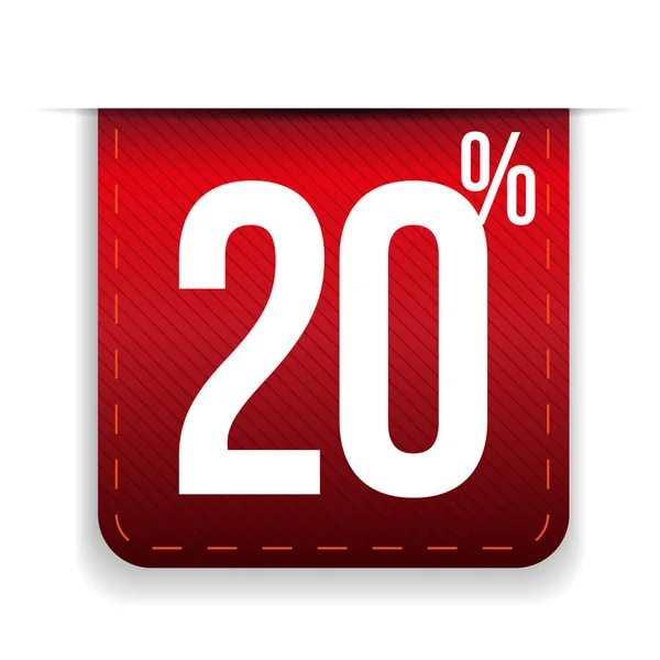 20% скидка на красную ленту — стоковый вектор