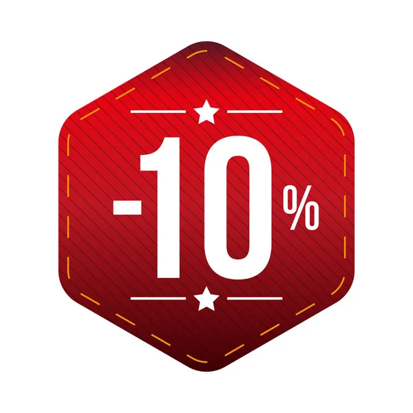 Sale ten percent off banner red patch — Stock Vector