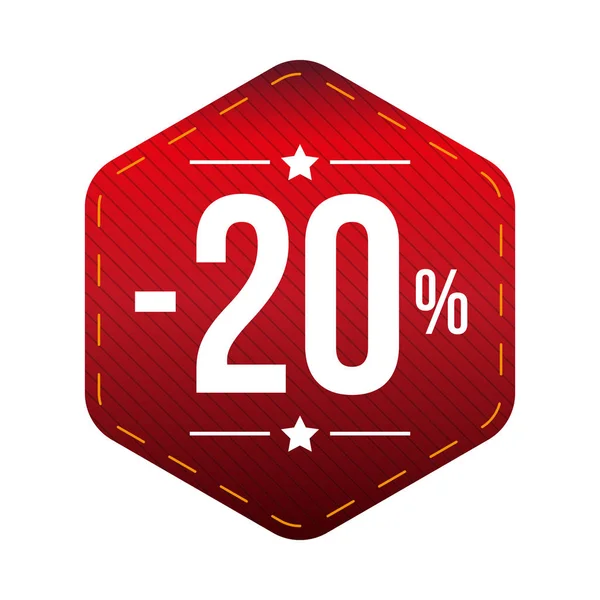 Sale twenty percent off banner red patch — Stock Vector