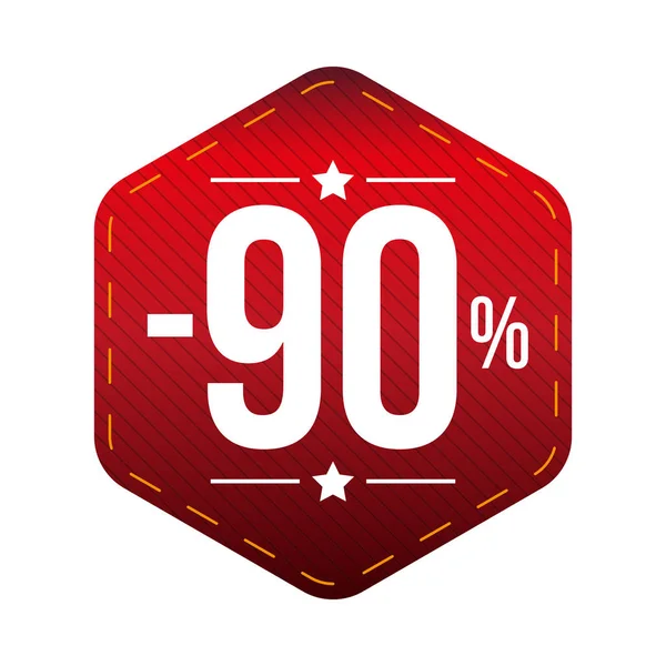 Sale ninety percent off banner red patch — Stock Vector