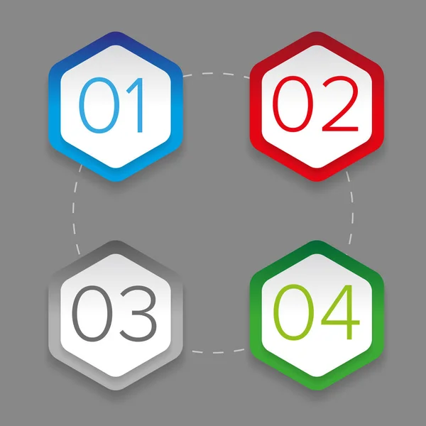 Étape un, deux, trois et quatre icônes - Chargement des signes du processus — Image vectorielle