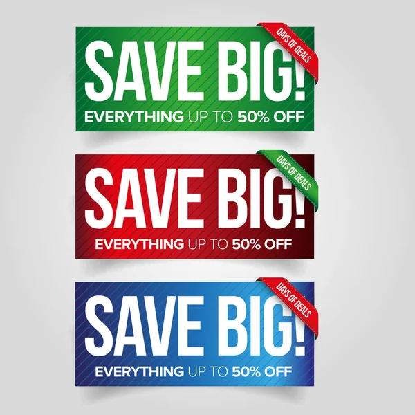 Save big - продажа набора веб-баннеров — стоковый вектор