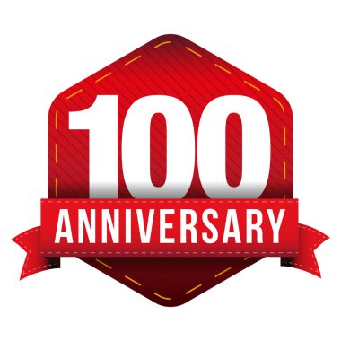 Yüz yıl yıldönümü kart kırmızı kurdele ile