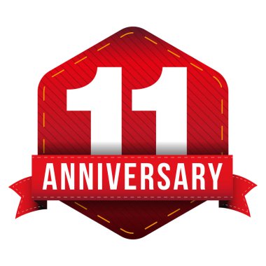 Onbir yıl yıldönümü kart kırmızı kurdele ile