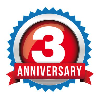 Üç yıl yıldönümü kart kırmızı kurdele ile