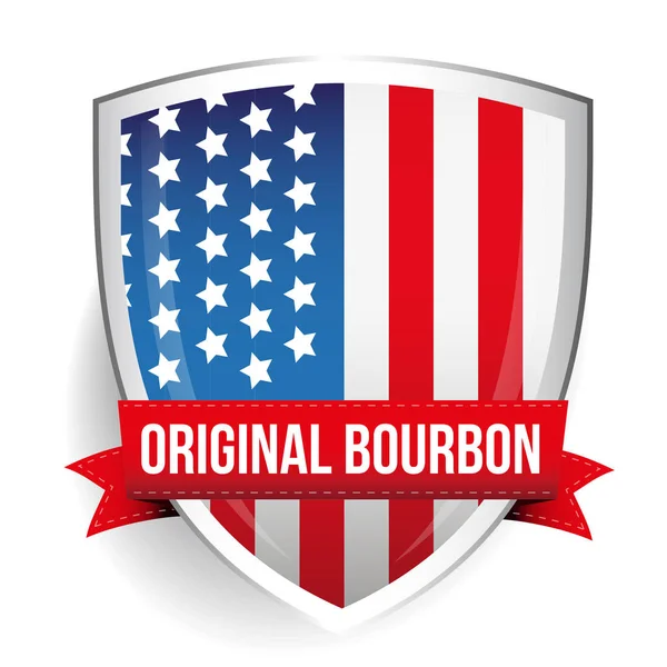 Původní stuha Bourbon na štítu Usa vlajka — Stockový vektor