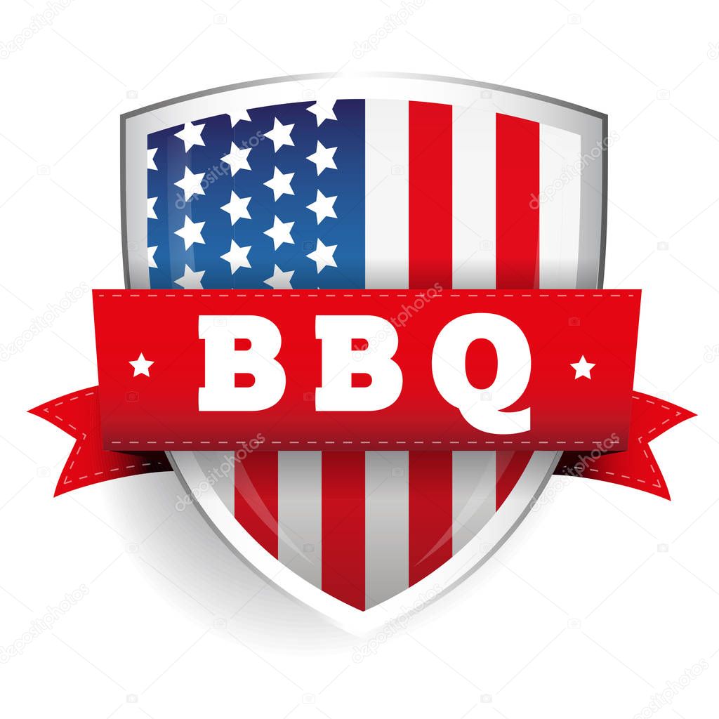 Barbecue vintage shield with USA flag vector