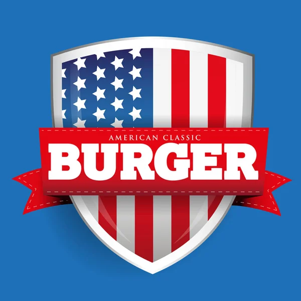 Burger vintage shield with USA flag — Stock Vector