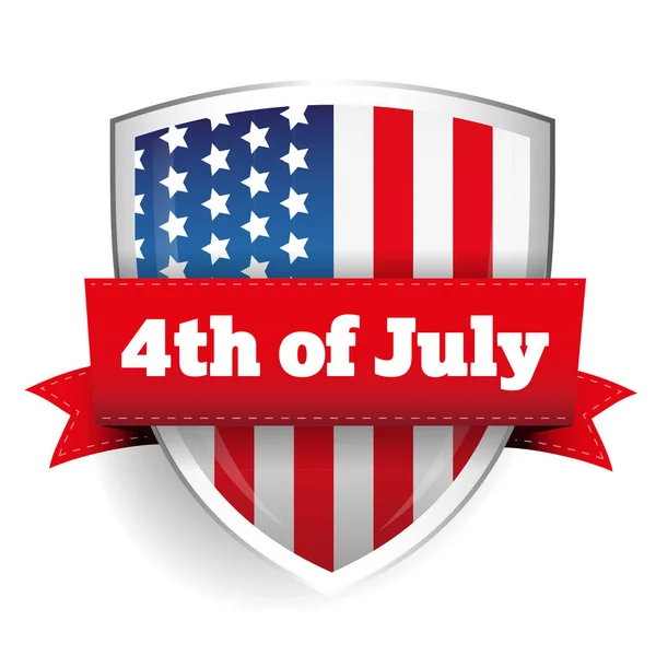 4 Ιουλίου - ασπίδα με σημαία — Διανυσματικό Αρχείο