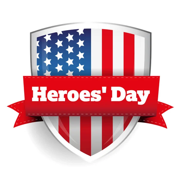 Heroes Day - Shield with US flag — Stock Vector