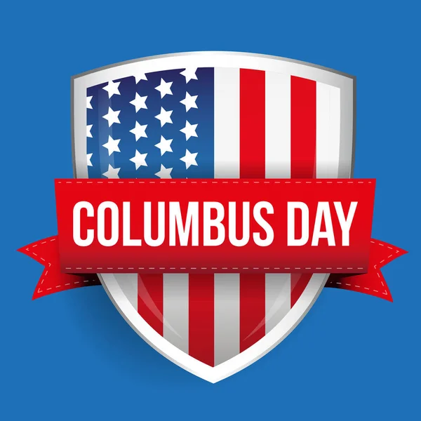 Día de Colón en escudo de bandera de EE.UU. — Vector de stock
