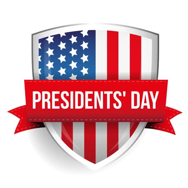 Día de los presidentes en el escudo de la bandera de EE.UU. — Vector de stock