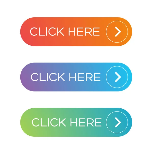 Haga clic aquí botón conjunto — Vector de stock