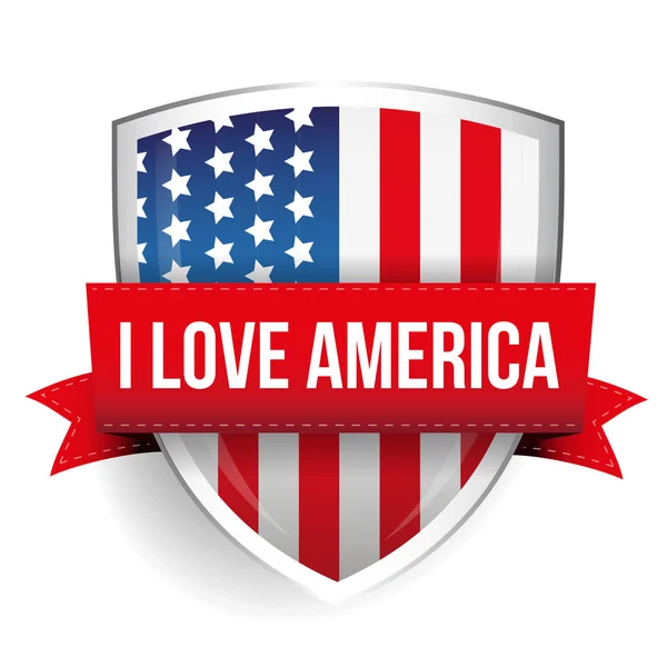 내가 사랑 하는 미국 국기와 함께 방패 — 스톡 벡터
