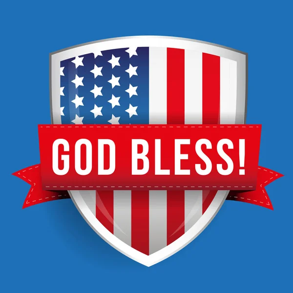 God bless America shiled with USA flag — Stock Vector