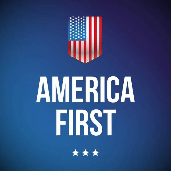 America First banner with USA flag — Stock Vector