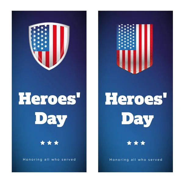 Set de banners Heroes Day USA — Vector de stock