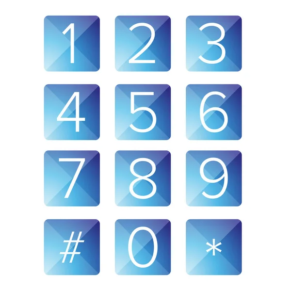 Number set vector square — Stock Vector