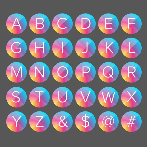 Alfabe harfleri renkli düğme — Stok Vektör