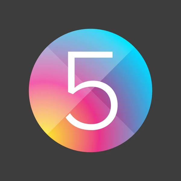 Nummer fem färgglada knappen — Stock vektor