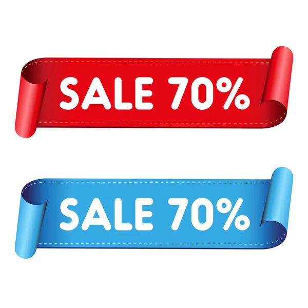 Seventy percent sale red ribbon — Stock Vector