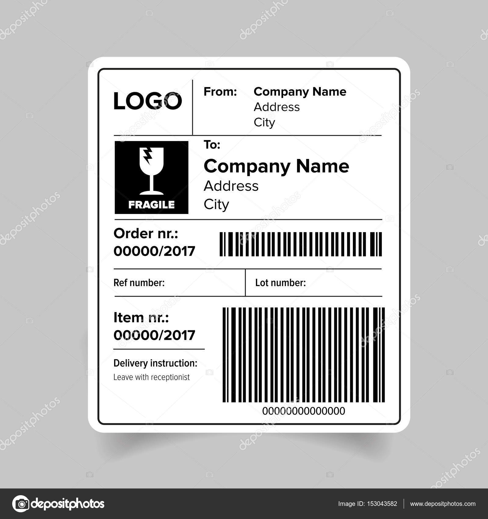 Shipping label barcode template Stock Vector Image by ©Grounder Within Package Shipping Label Template