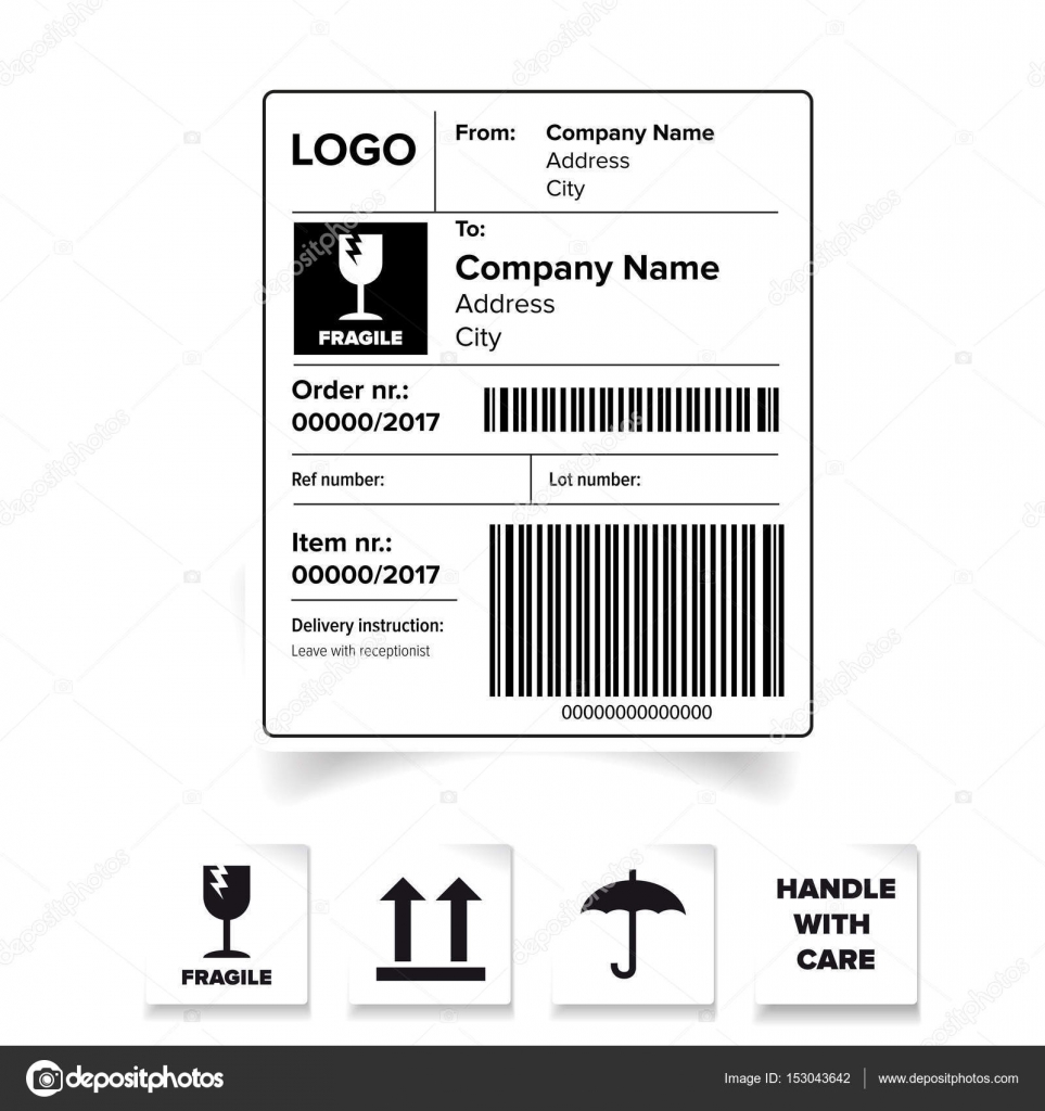 Shipping label barcode template Stock Vector Image by ©Grounder In Package Shipping Label Template