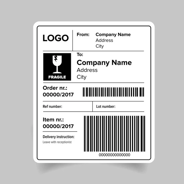 Wysyłka szablon etykiety kodów kreskowych — Wektor stockowy
