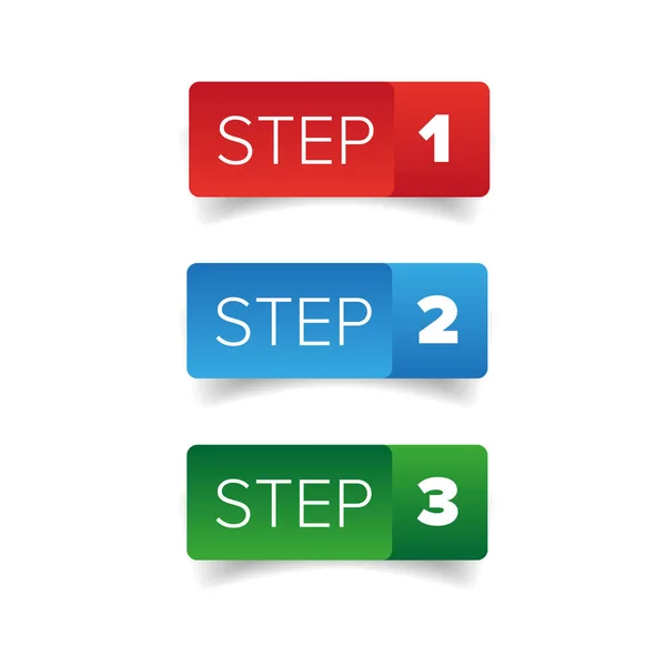 Kroku trzy dwa jeden przycisk — Wektor stockowy