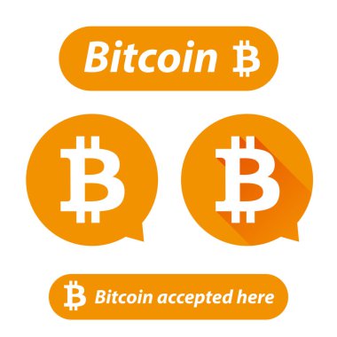 Bitcoin logo işaret düğme kümesi