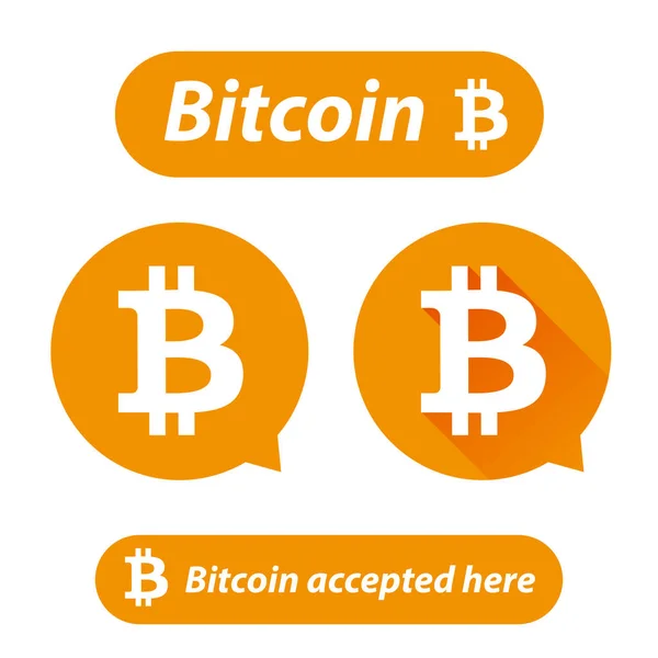 Bitcoin logo sign button set — Stock Vector