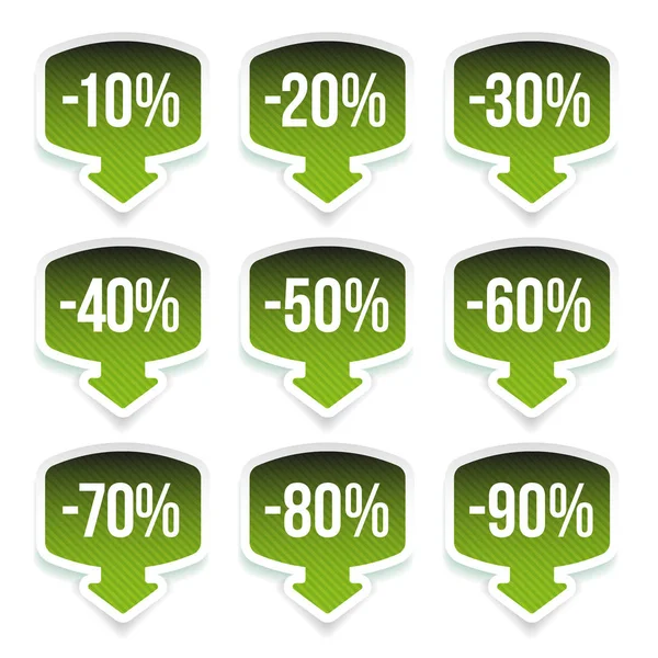 Sale sticker set green — Stock Vector