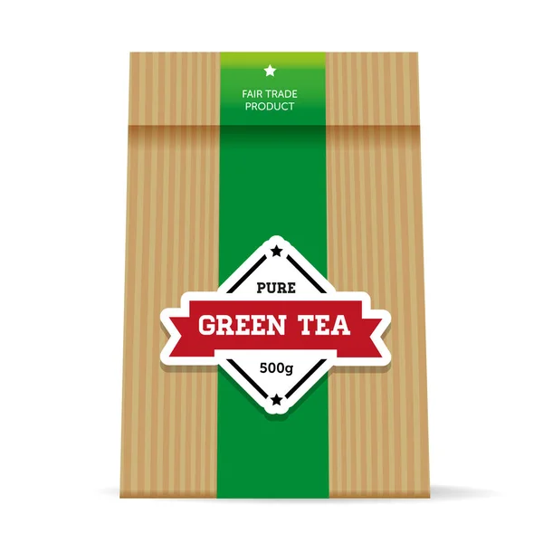 Yeşil çay vintage ambalaj — Stok Vektör