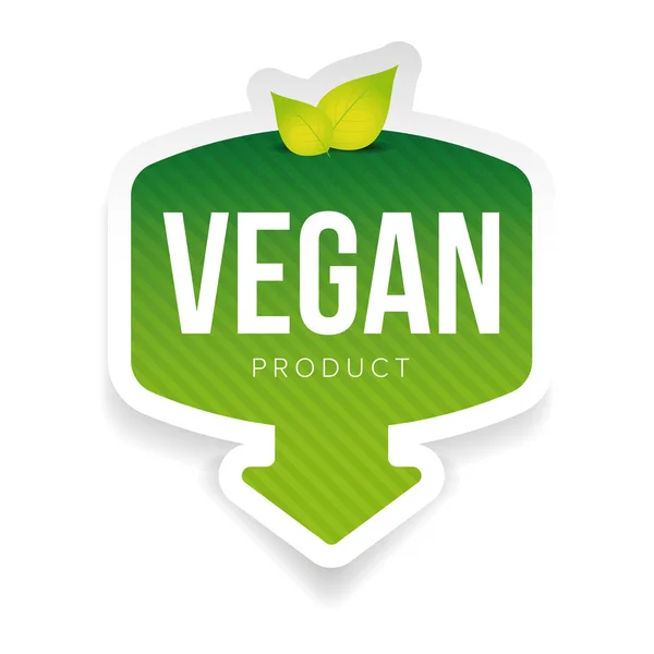 Etiqueta verde vegana con hojas — Vector de stock