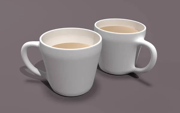 İki kahve bardağı 3d çizim — Stok fotoğraf