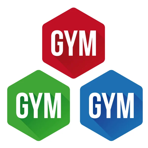 Gym sign button set — Stock Vector