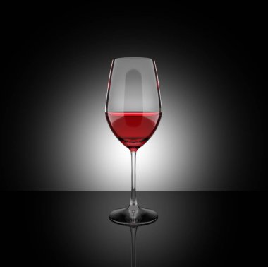 Kırmızı şarap cam 3d çizim
