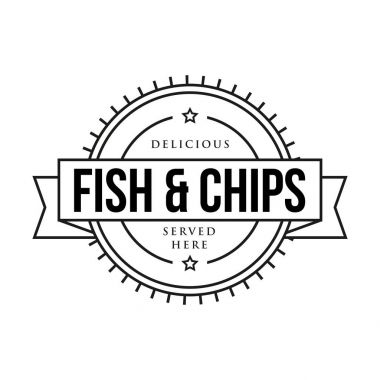 Balık ve cips vintage işareti damgası
