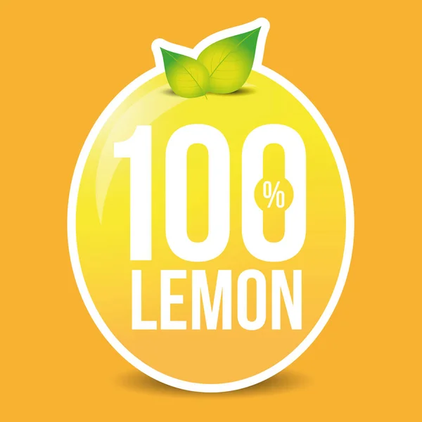 Hundra procent färsk citron etikett — Stock vektor