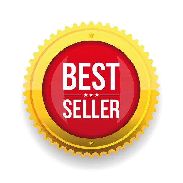 Mejor vendedor botón de oro — Vector de stock