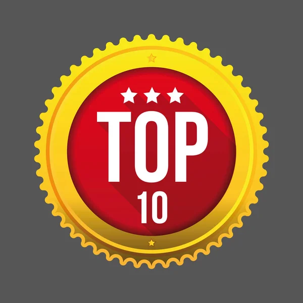Top Ten botón de oro — Archivo Imágenes Vectoriales