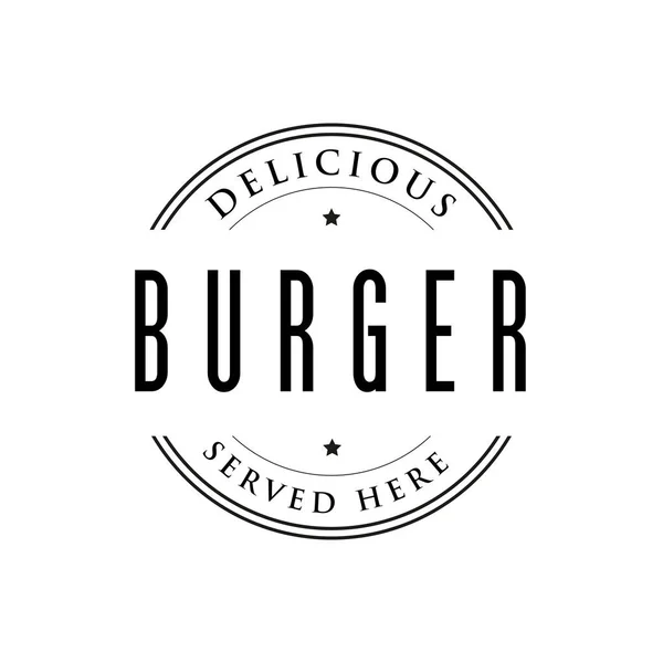 Burger vintage sello negro — Vector de stock