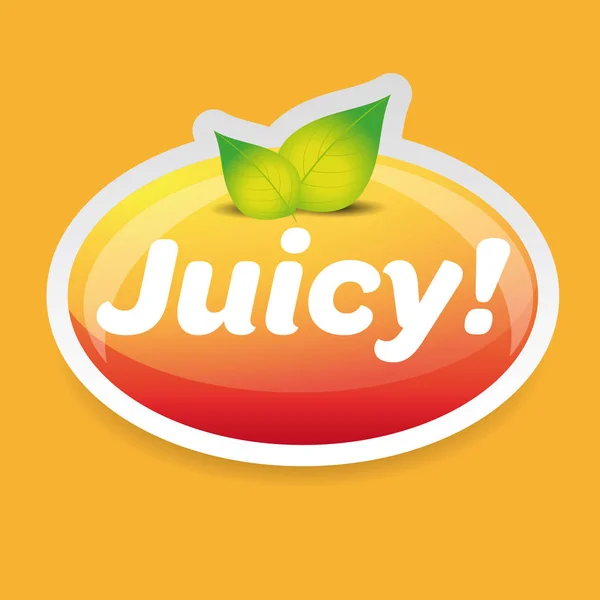 Juicy sign vector label with leaves — Stock Vector