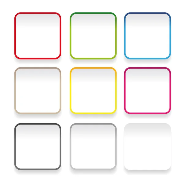 Empty square sticker button set — Stock Vector