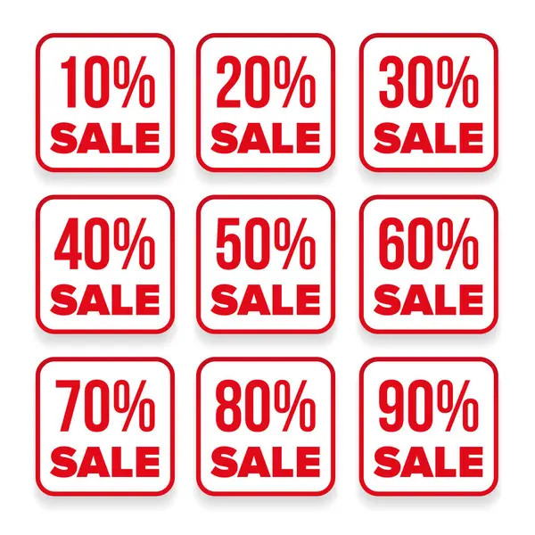 Sale button set red — Stock Vector
