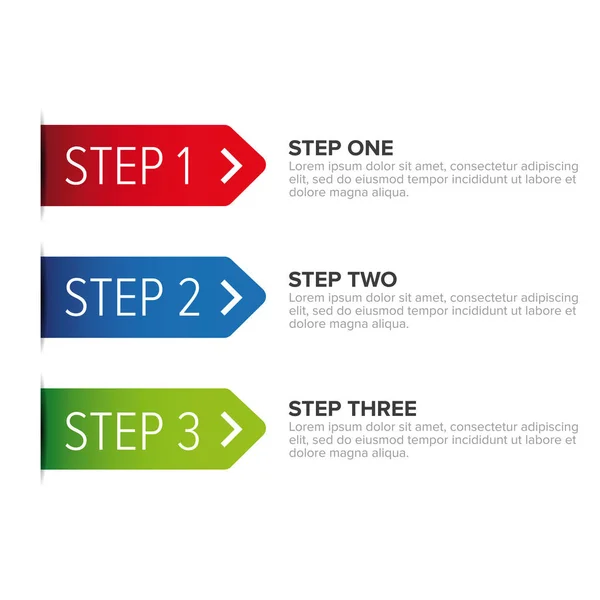 Un deux trois étapes ruban — Image vectorielle