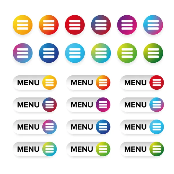 Conjunto colorido del icono del menú web — Archivo Imágenes Vectoriales